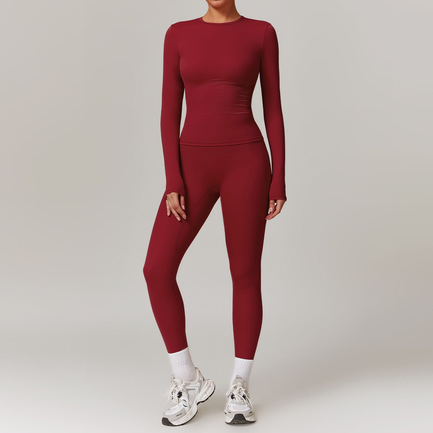 The Vision Premium Yoga & Gym Set – High Waist Leggings & Long Sleeve Top