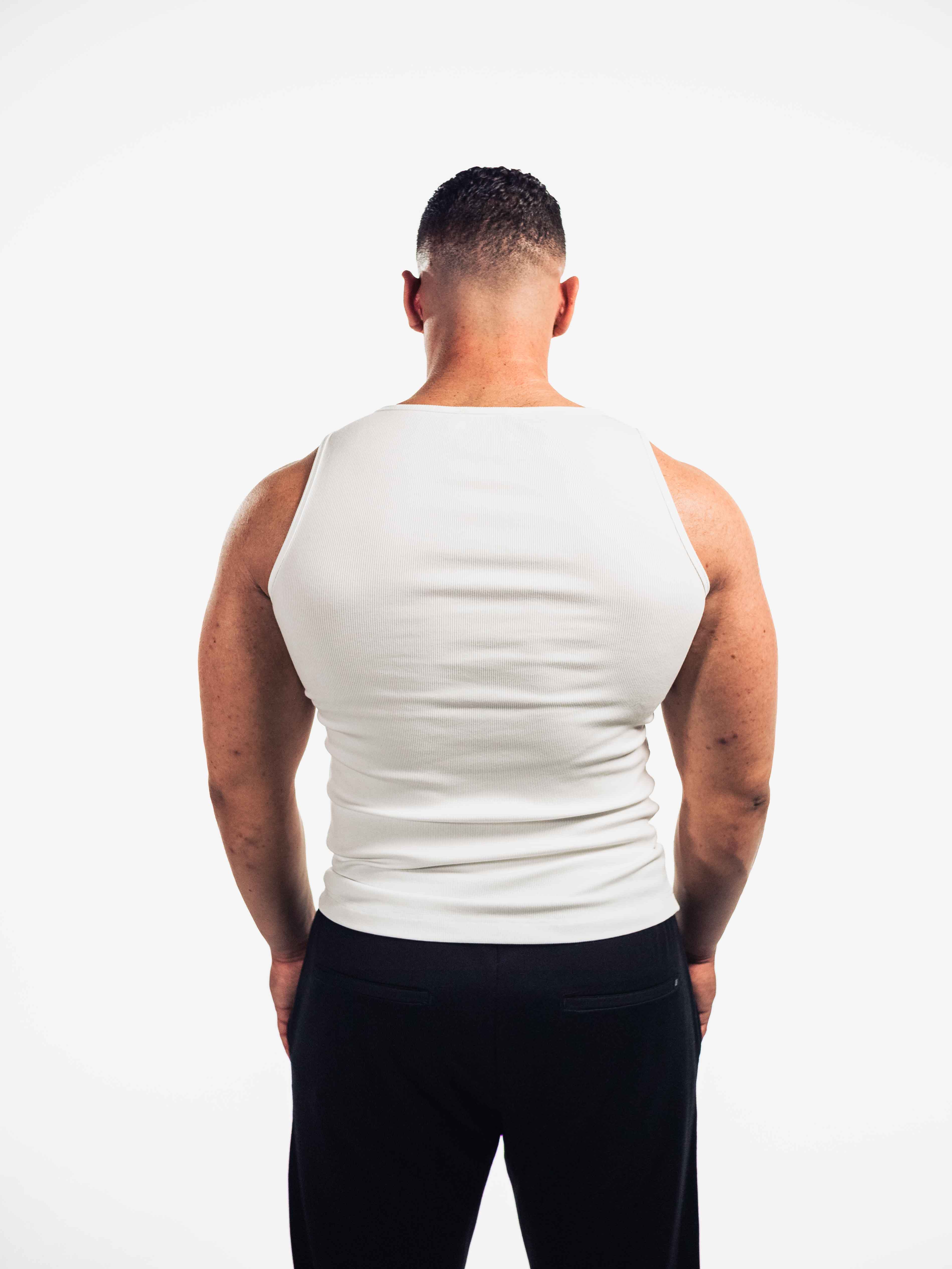 The Vision Core Fit Tanktop – Weiß | Hochwertiger Rippstoff